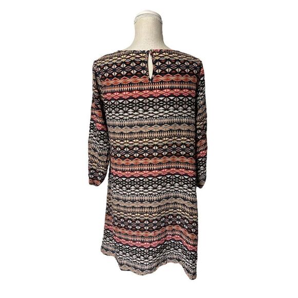 Anthropologie The Odells Geometric Striped Festival Boho Silk Dress Size Medium - Picture 5 of 16